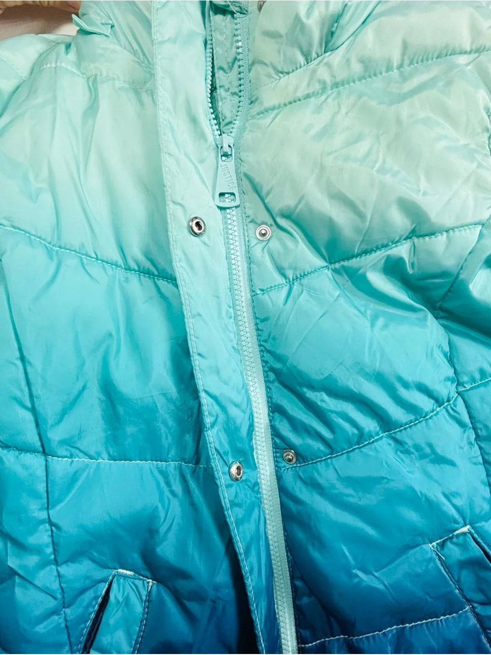 Justice Ombre Aqua to Navy Puffer Jacket K163